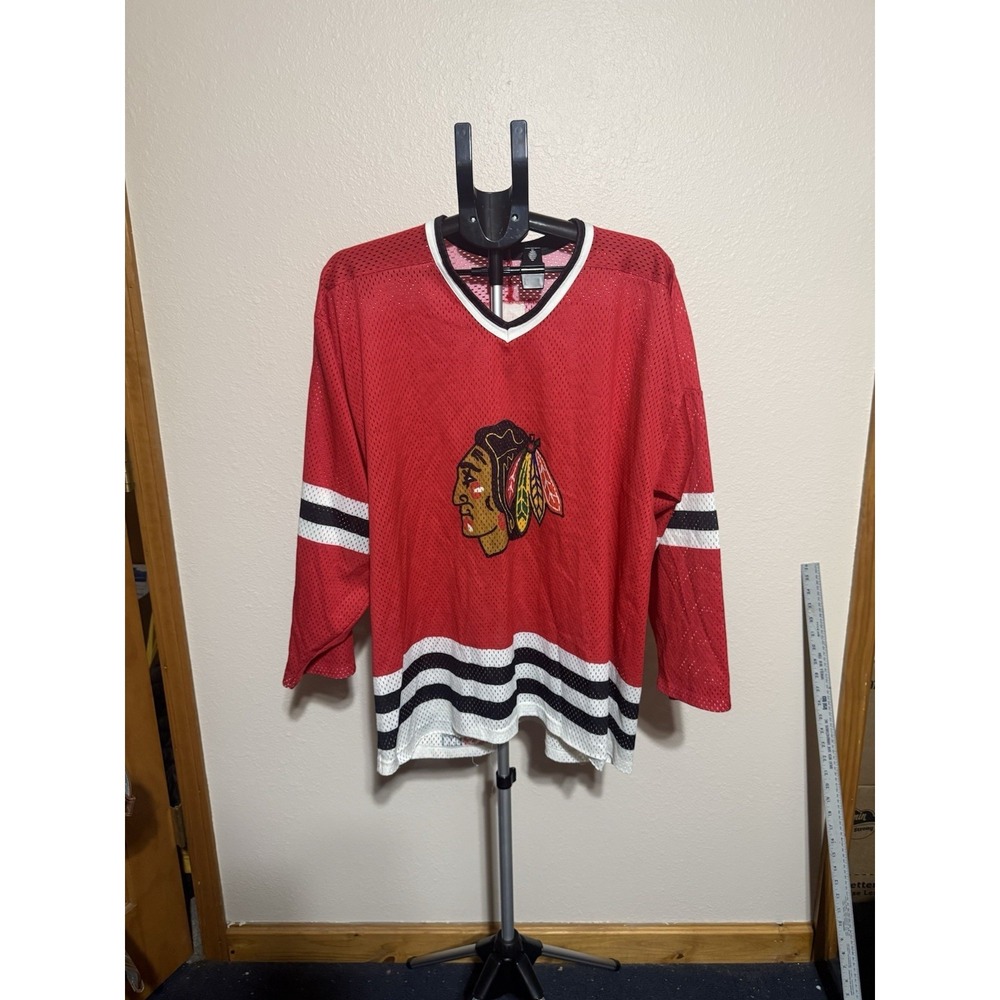 Vintage CCM Chicago Blackhawks‎ Red NHL Jersey 2XL Mesh